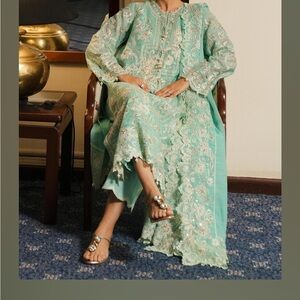 Sana Safinaz 4 Piece Elegant Mint Green Embroidered Kurta Set Multiple Sizes